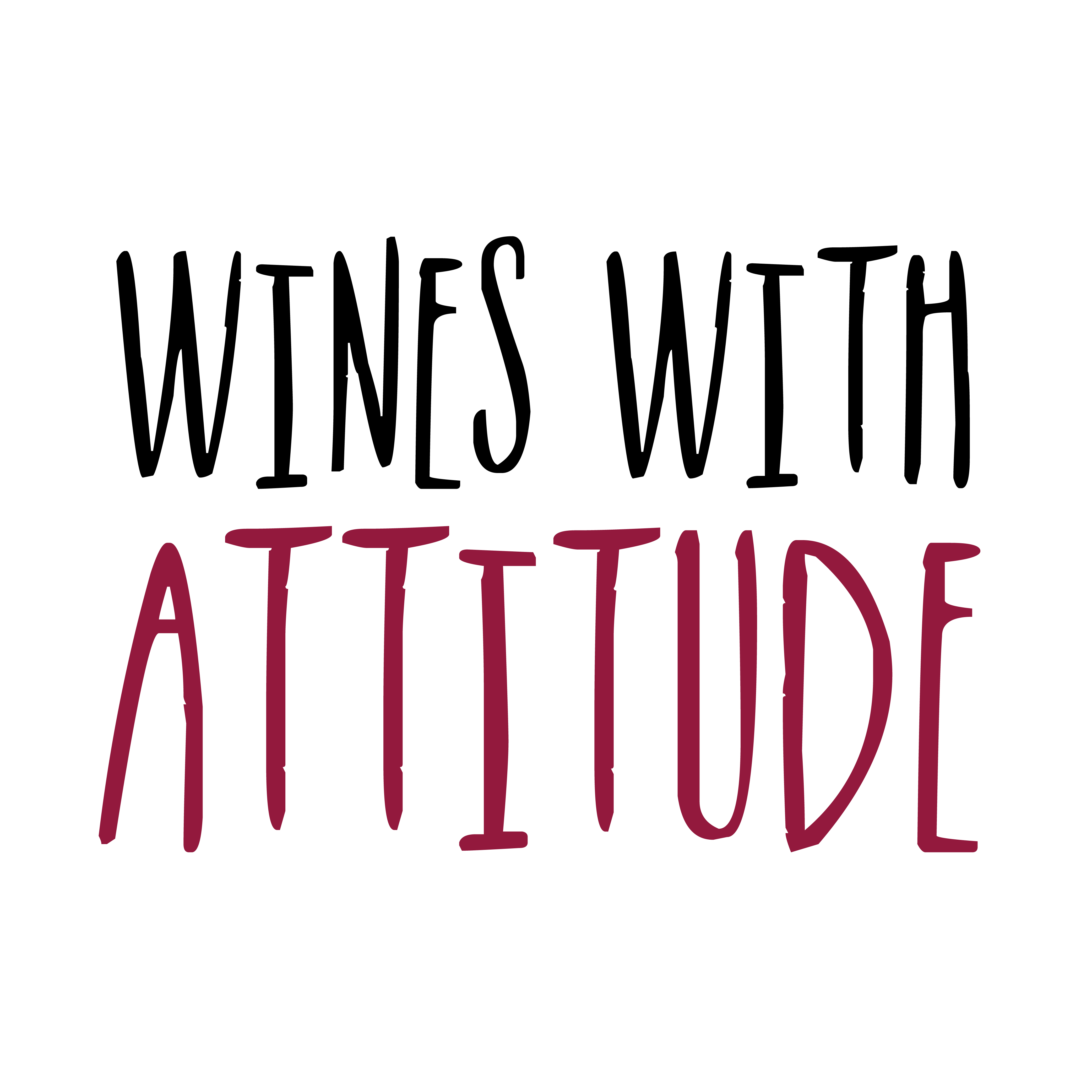 Wines With Attitude name in black and burgundy on a white background