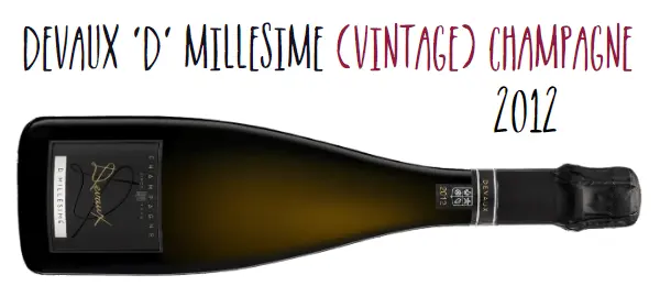 A bottle of 2012 De Vaux D Millesime or vintage Champagne