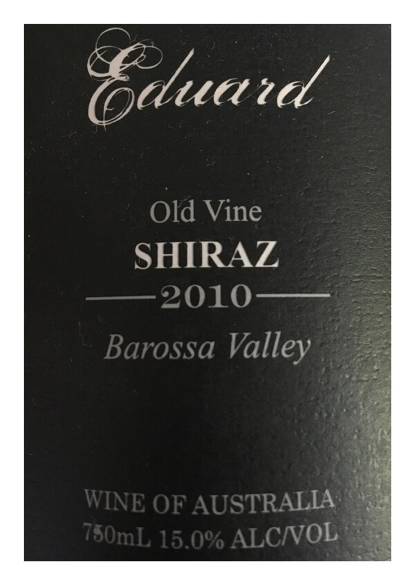 Eduard Old Vine Shiraz Barossa Valley intense wine
