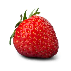 A strawberry on a white background