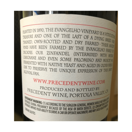 Precedent Evangelho old vine Zinfandel from Wines With Attitude
