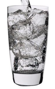 Glass of sparkling wine spritzer with ice