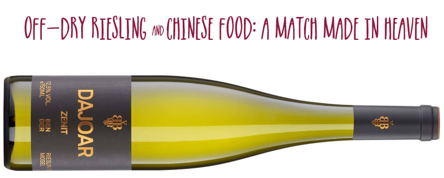 Off dry Riesling is one of the best wines to drink with Chinese food