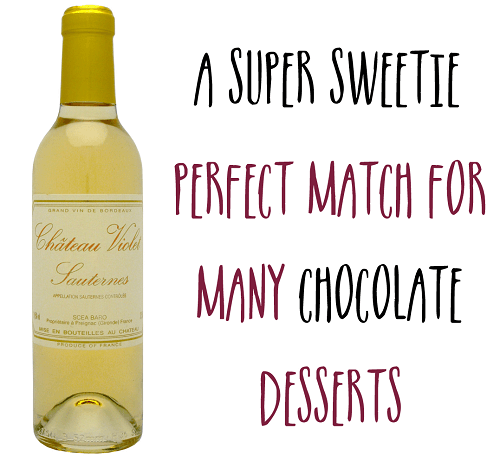 A bottle of Sauternes, perfect wine for many chocolate desserts