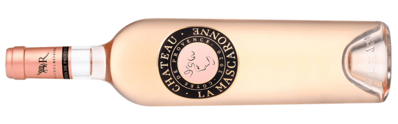 Bottle of Chateau La Mascaronne rose on its side