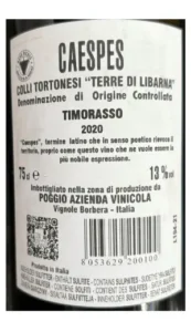 A wine label clearly showing the ABV or alcohol level