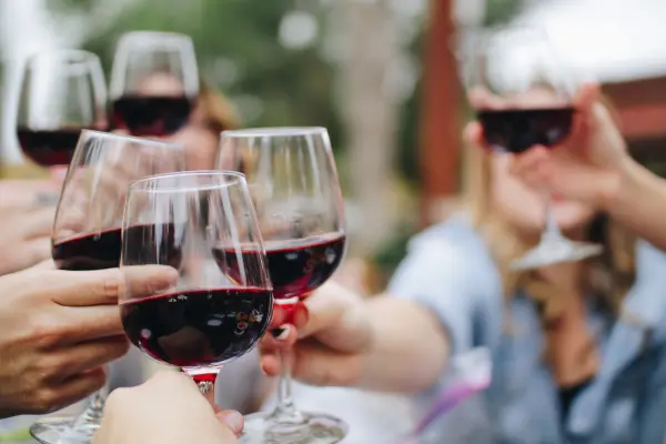 Group of people enjoying glasses of red wine