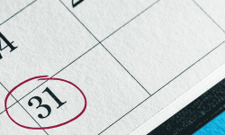 Calendar showing 31st circled